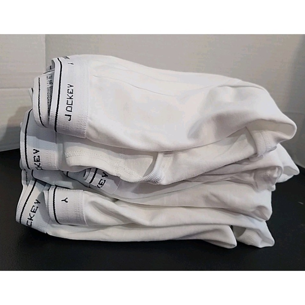 10 Pair Jockey Mens Classic‎ Knit Full-Rise Briefs 100% Cotton White Size 52 NEW